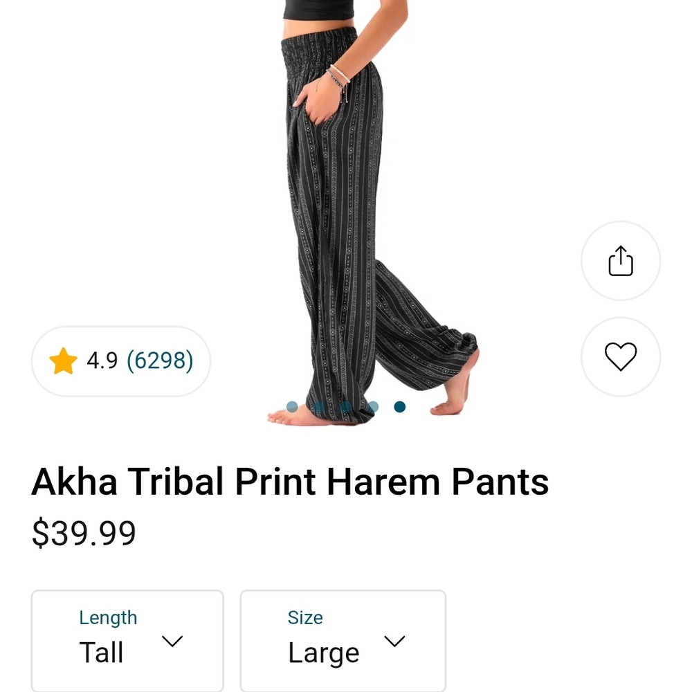 Women's BLUE Tribal Print Harem Pants *see photos*